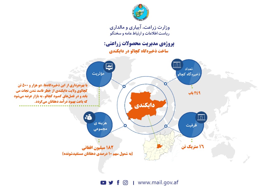 به زودی کار ساخت تمام ذخیره‌خانه‌های کچالو در دایکندی به پایان می‌رسد