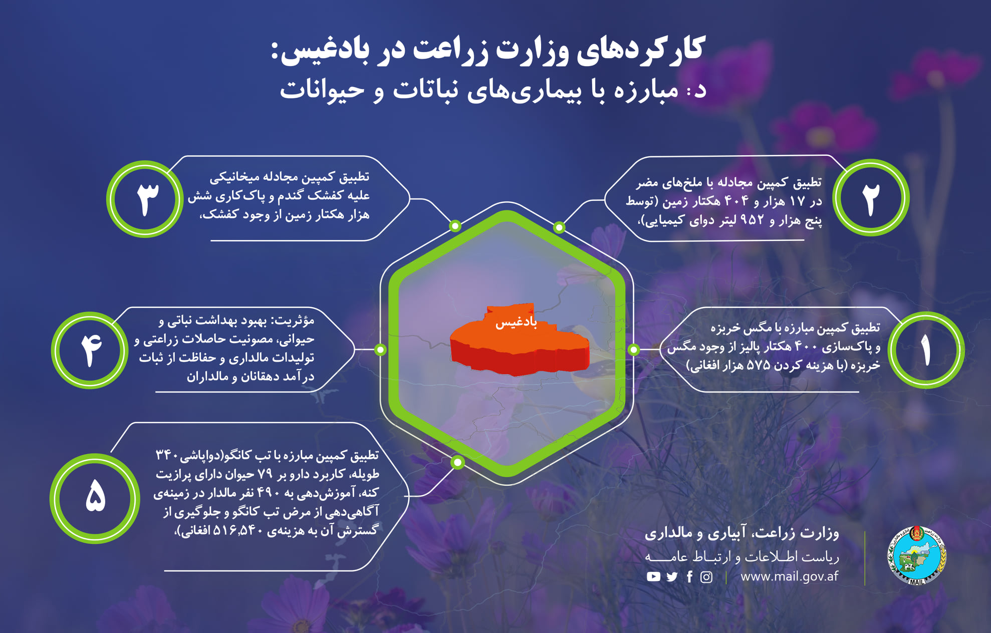 کارکردهای وزارت زراعت در بادغیس