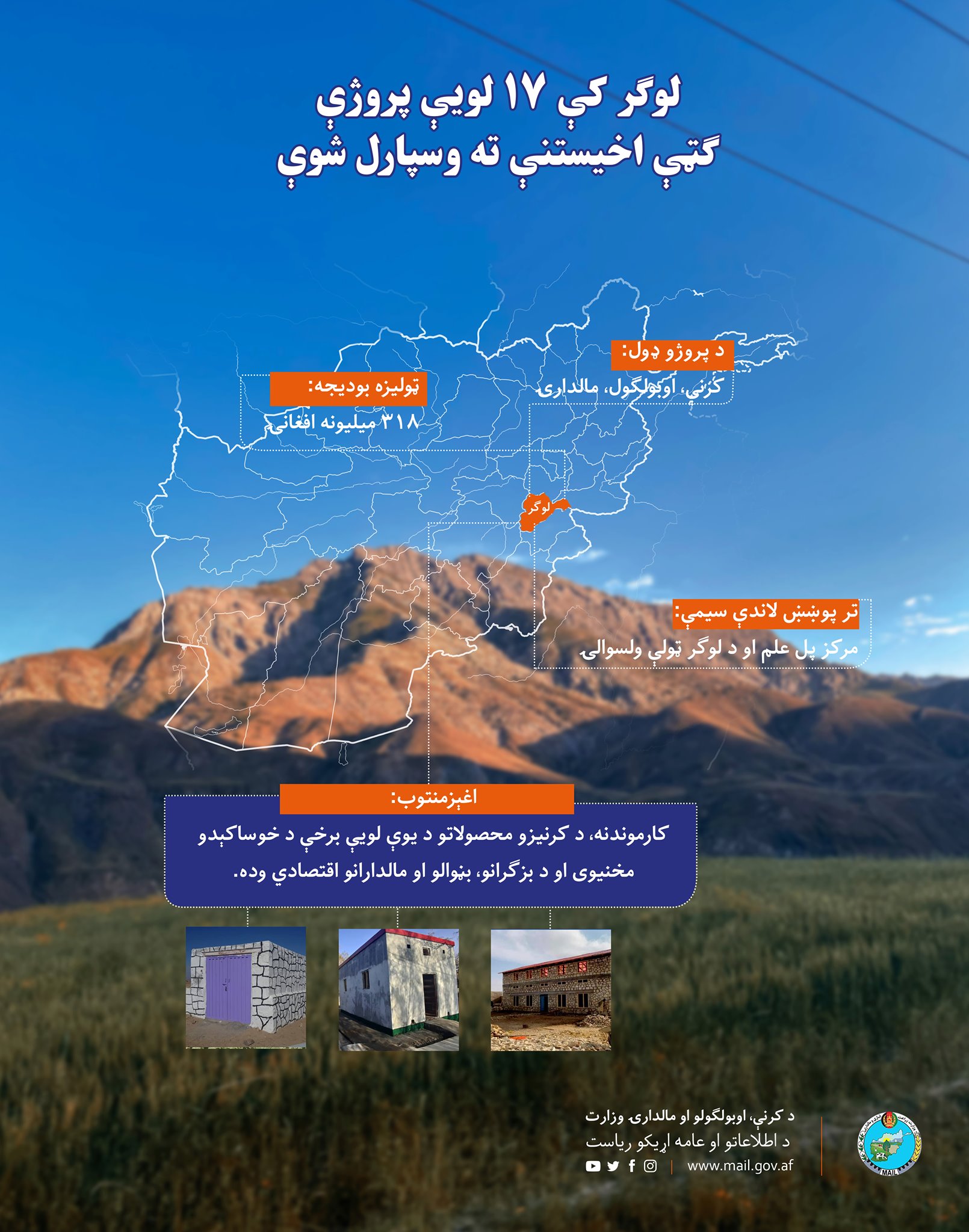 لوګر کې ۱۷ لویې پروژې ګټې اخيستنې ته وسپارل شوې