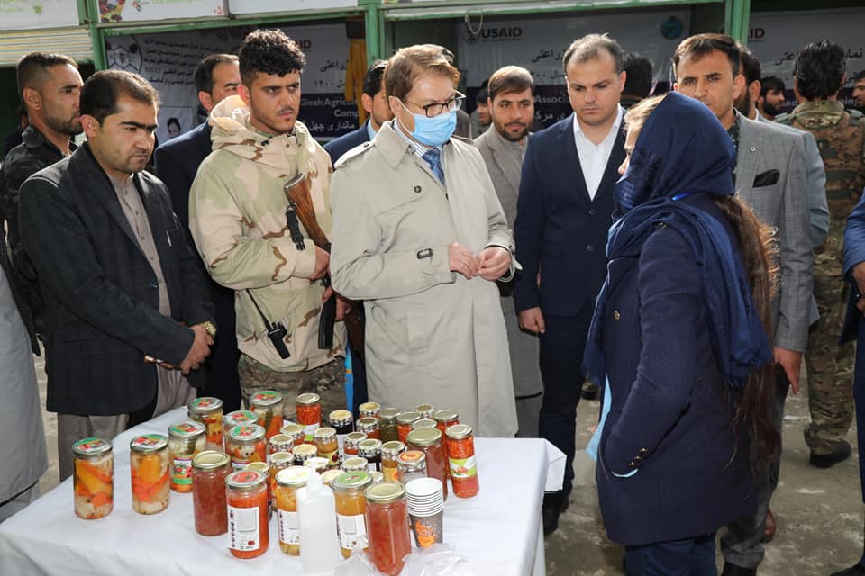 Dr. Anwar al-Haq Ahady,MAIL Minister Minister, visited the booths on second day of exhibition.