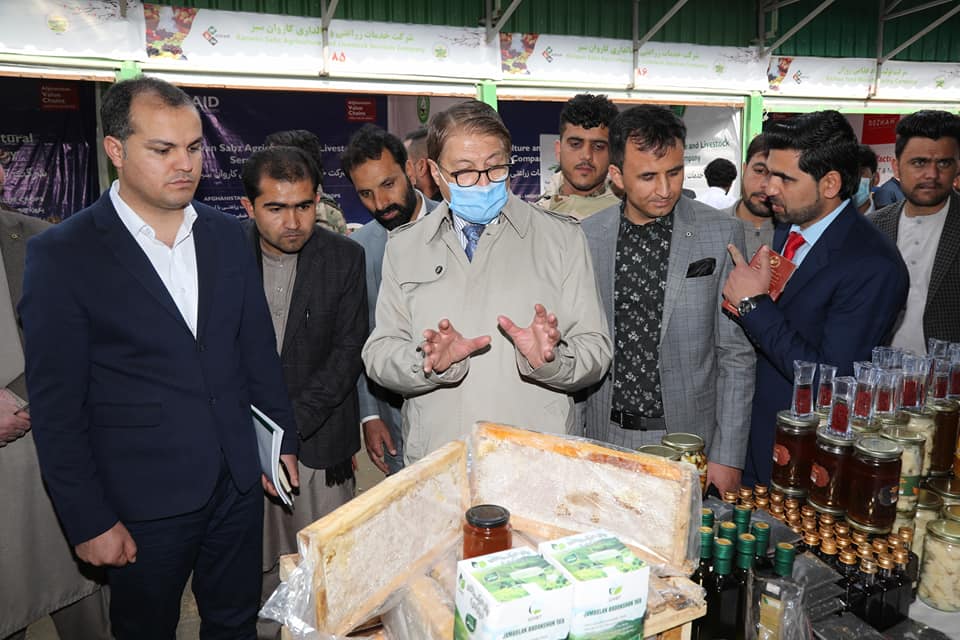 Dr. Anwar al-Haq Ahady,MAIL Minister Minister, visited the booths on second day of exhibition.