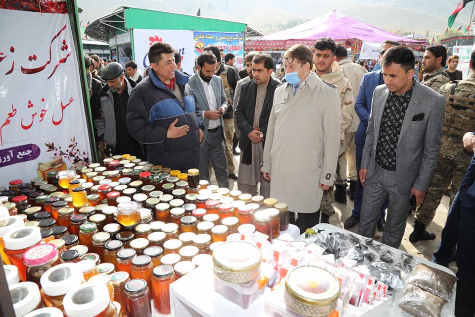 Dr. Anwar al-Haq Ahady,MAIL Minister Minister, visited the booths on second day of exhibition.