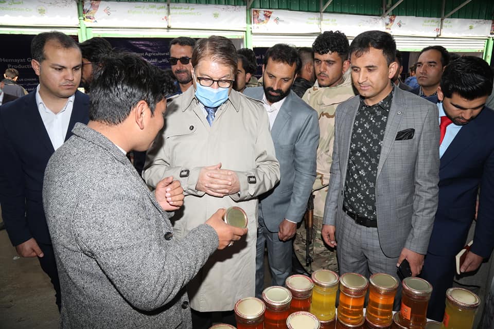 Dr. Anwar al-Haq Ahady,MAIL Minister Minister, visited the booths on second day of exhibition.