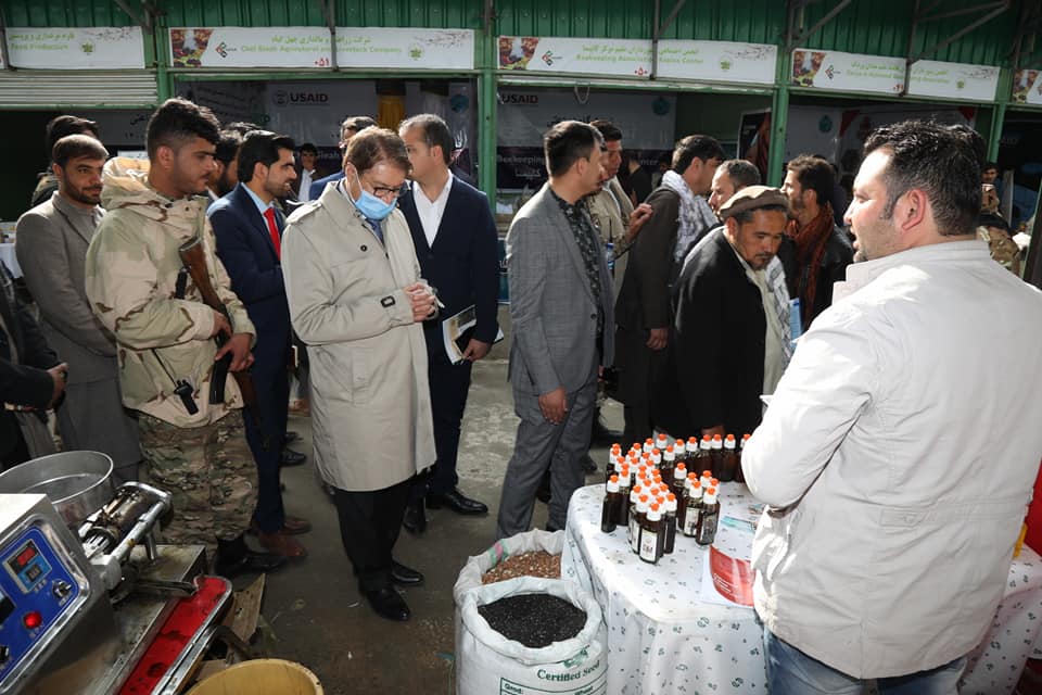 Dr. Anwar al-Haq Ahady,MAIL Minister Minister, visited the booths on second day of exhibition.