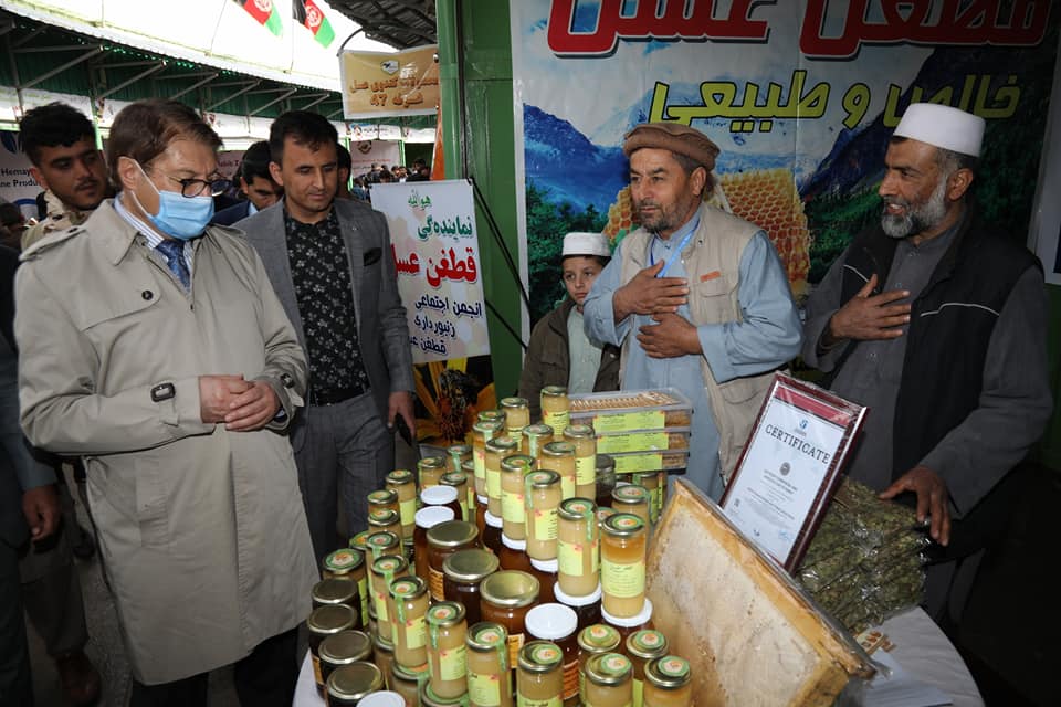 Dr. Anwar al-Haq Ahady,MAIL Minister Minister, visited the booths on second day of exhibition.