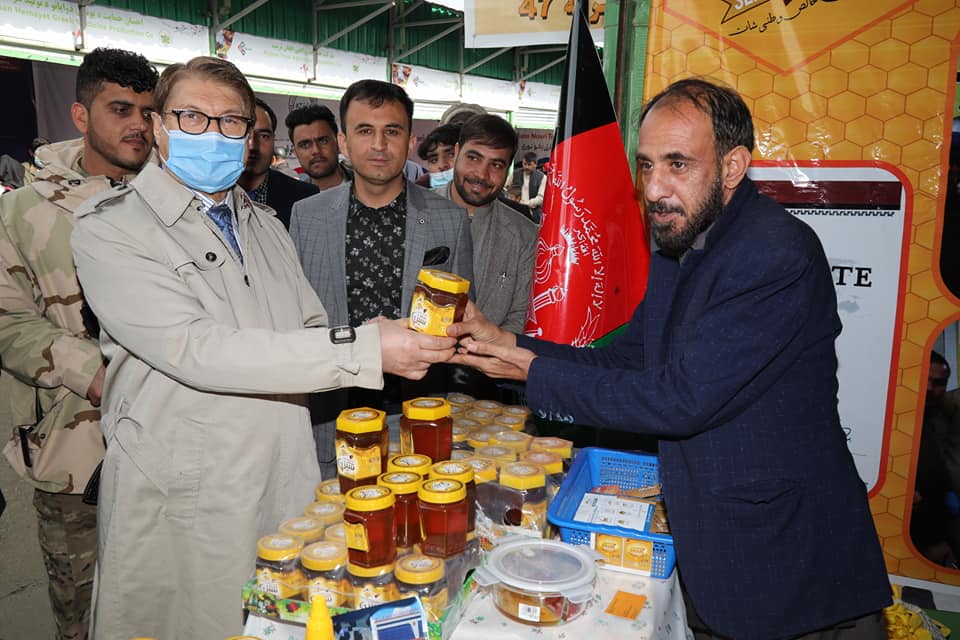 Dr. Anwar al-Haq Ahady,MAIL Minister Minister, visited the booths on second day of exhibition.