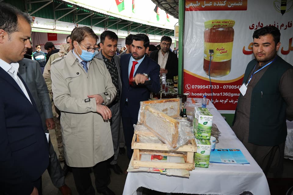 Dr. Anwar al-Haq Ahady,MAIL Minister Minister, visited the booths on second day of exhibition.