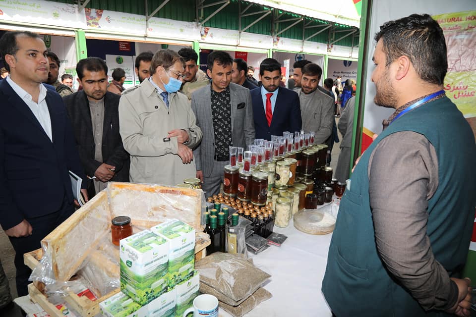 Dr. Anwar al-Haq Ahady,MAIL Minister Minister, visited the booths on second day of exhibition.