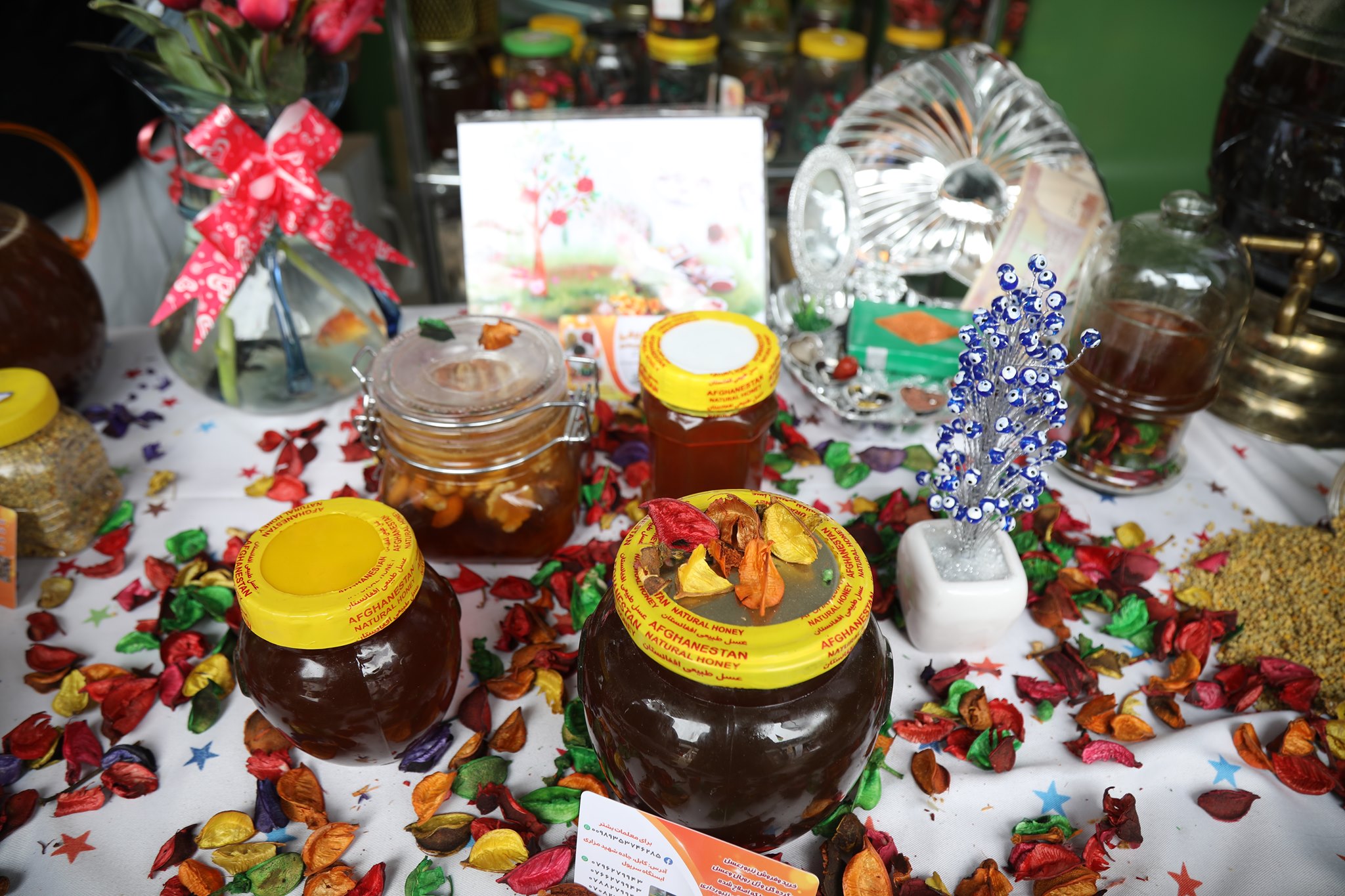 Sweeten your palate with home-made honey.  agricultural products' exhibition at Badam-Bagh  is open to everyone until the end of Thursday, the fifth of Hamal.