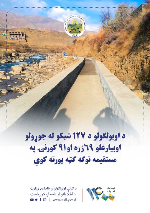 د اوبولګولو د ۱۲۷ شبکو له جوړولو اوبیارغلو ۶۹زره او۹۱ کورنۍ په مستقیمه توګه ګټه پورته کوي