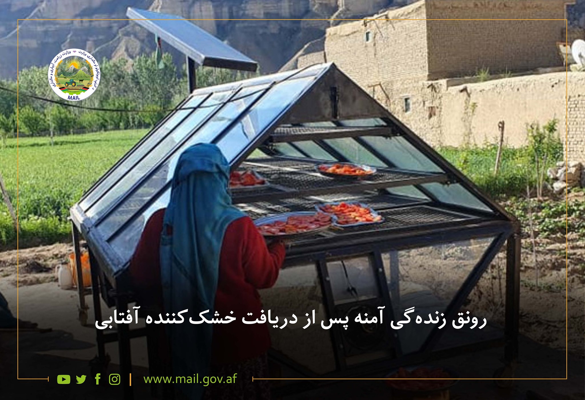 رونق زندهگی آمنه پس از دریافت خشککننده آفتابی