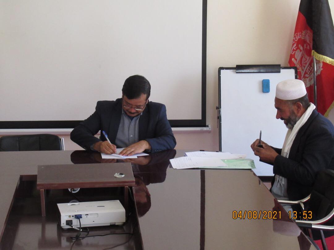 Contract of two Agricultural Projects Worth more than three Million AFN signed in Bamyan