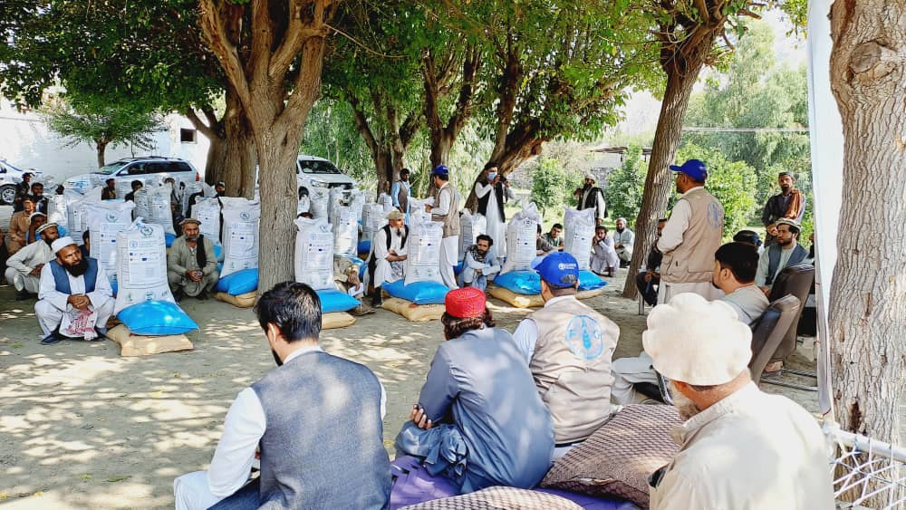 ننګرهار: دره نور کې په ۱۰۰۰ کروندګرو د غنمو اصلاح شوي تخم او کیمیاوي سرې ووېشل شول
