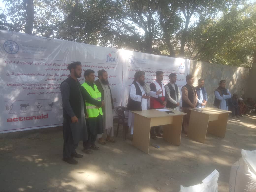 د لغمان په علینګار کې په ۳۶۳ بزګرانو د غنمو اصلاح شوي تخمونه او کیمیاوي سرې وېشل کېږي