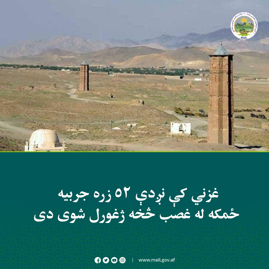 غزني کې نږدې ۵۲ زره جربیه ځمکه له غصب څخه ژغورل شوی دی