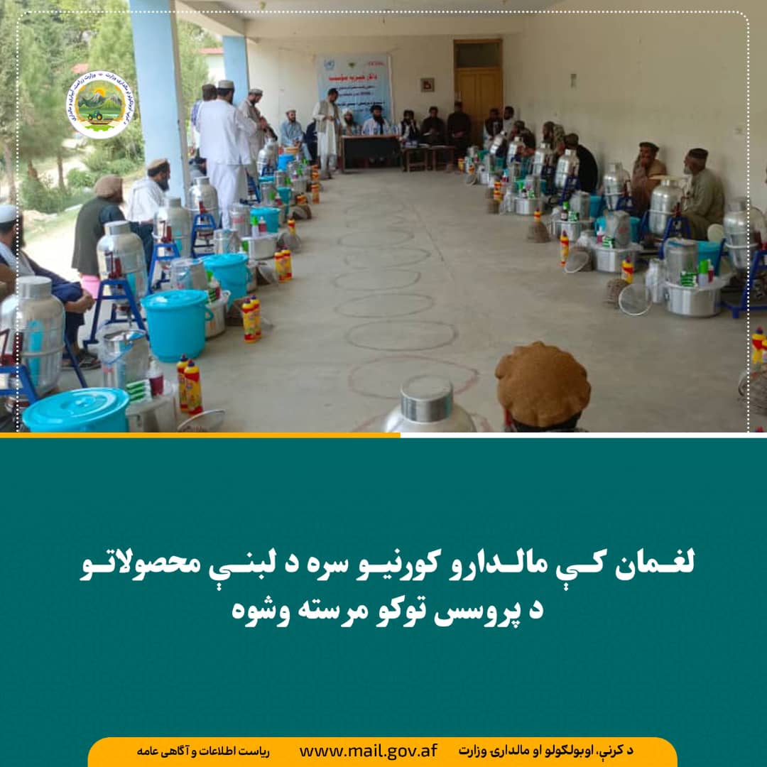د لغمان د کرنې، اوبولګولو او مالدارۍ ریاست د ډاکار موسسې په همکارۍ ددې ولایت د علیشنګ ولسوالی شلو کورنیو سره د لبني محصولاتو د پروسس په موخه توکي ووېشل شوې.