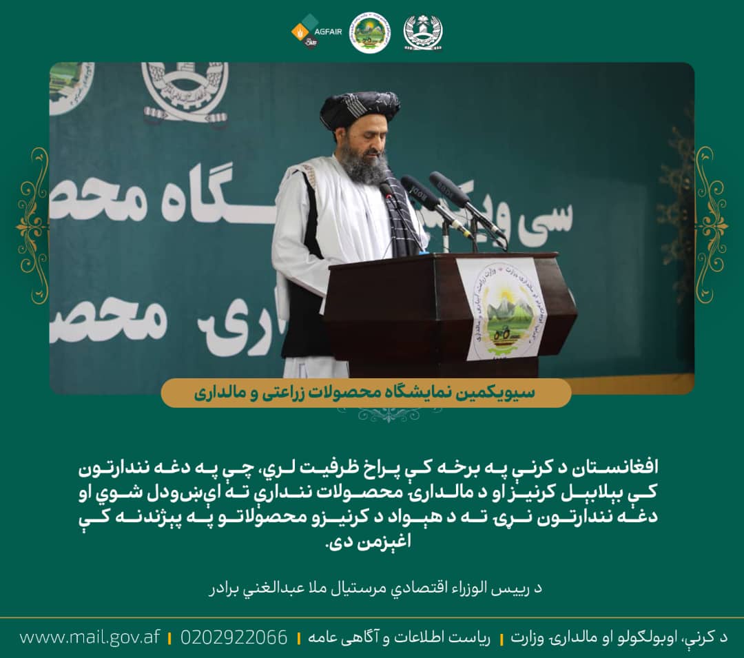 ملا عبدالغني برادر د کرنې وزارت د کرنیزو محصولاتو په خزانې نندارتون کې: