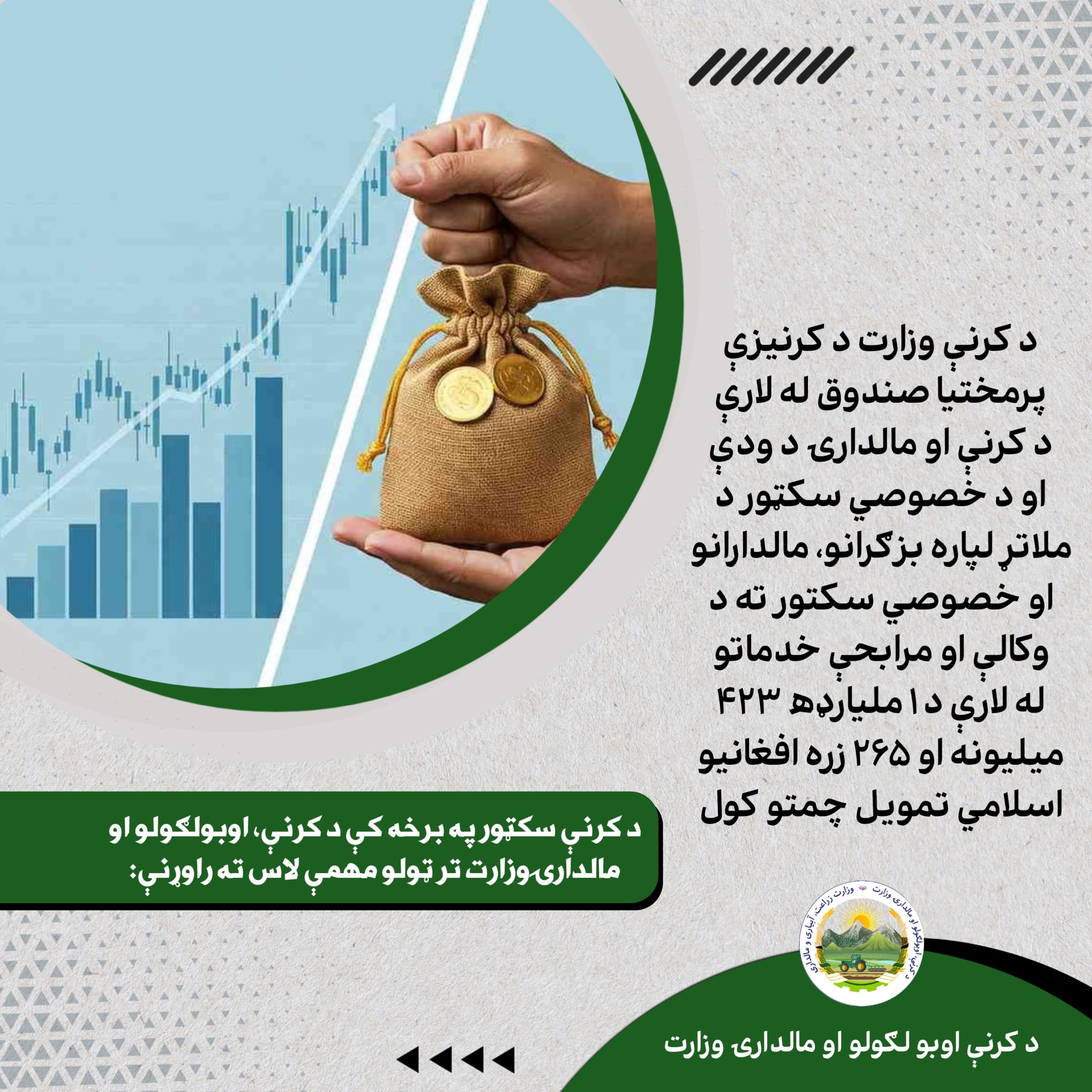 د کرنې، اوبولګولو او مالدارۍ وزارت د وروستي یوکال ترټولو مهمې کړنې