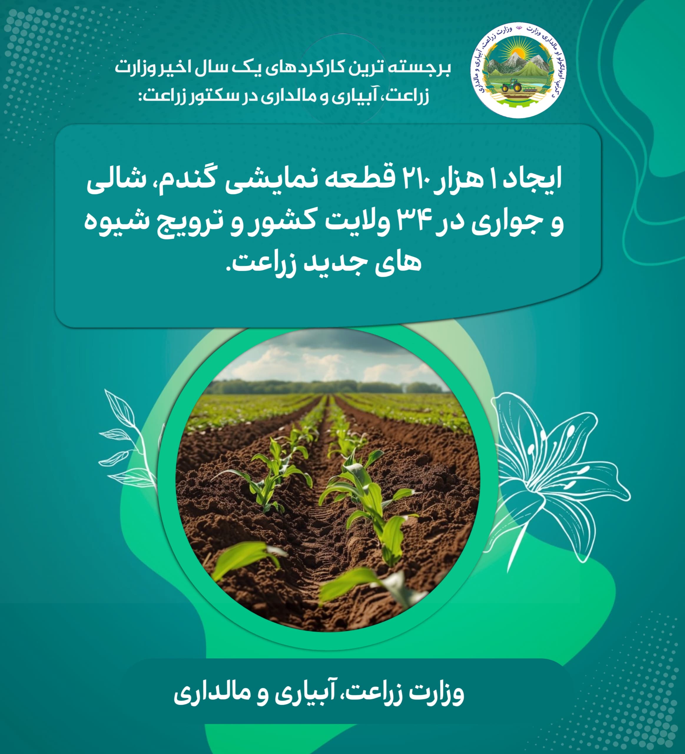 برجسته ترین کارکردهای یک سال اخیر وزارت زراعت، آبیاری و مالداری