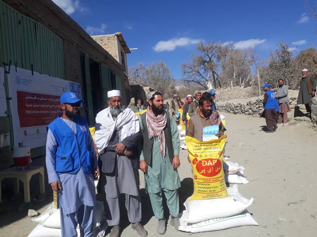 د میدان وردګو جلریز ولسوالی کې پر یوشمېر بزګرانو د غنمو اصلاح شوي تخمونه او کیمیاوي سرې ووېشل شوې 