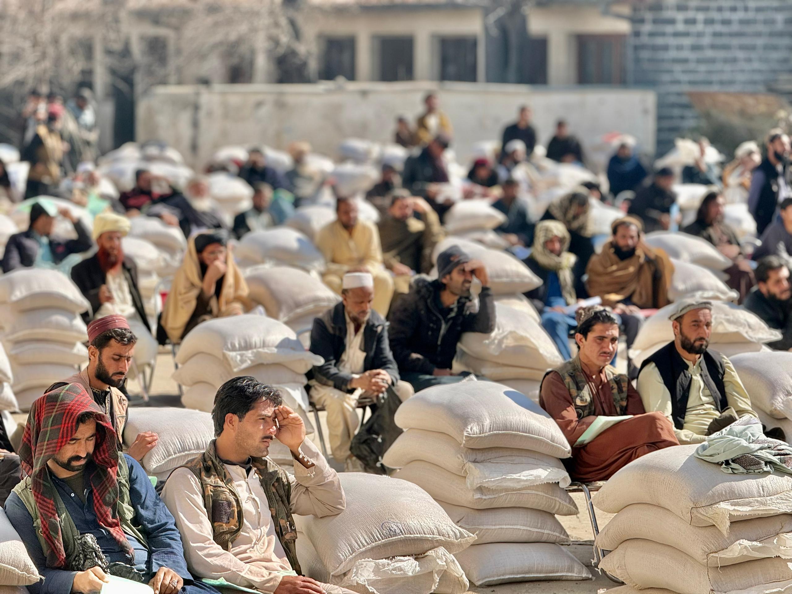 خوست کې راستانه شویو کډوالو ته د غنمو او نغدي مرستو وېش بهیر پیل شو