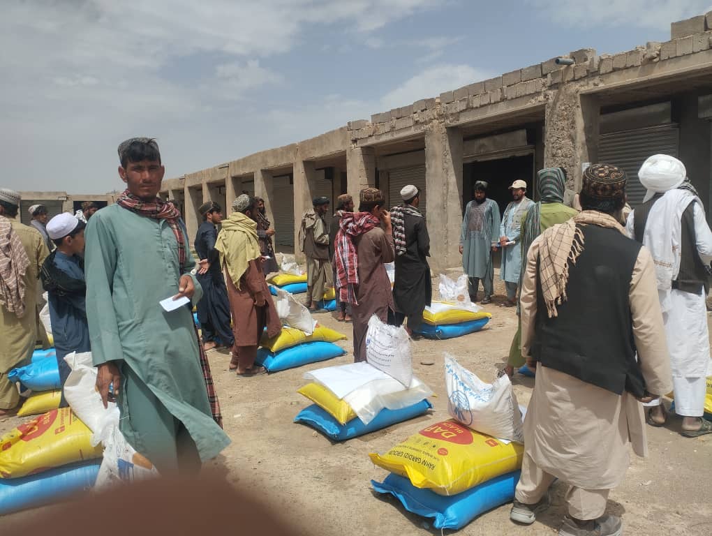 توزیع کود کیمیاوی و تخم جواری برای ۱۲۵ تن دهقان در ولسوالی دلارام